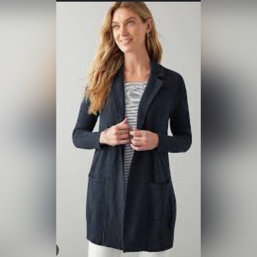 J. Jill Dark Green Textured Sweater Jacket